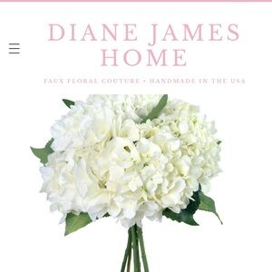 Diane James White and Green Faux Floral Hydrangea Accent